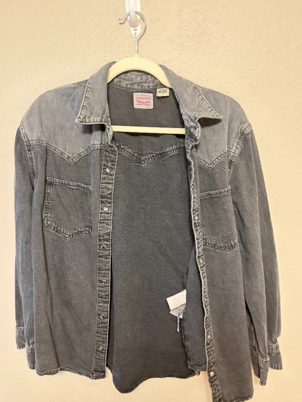 Levi’s Teodora Western Denim Shirt Chipped Black Oyster Black Gray Size M